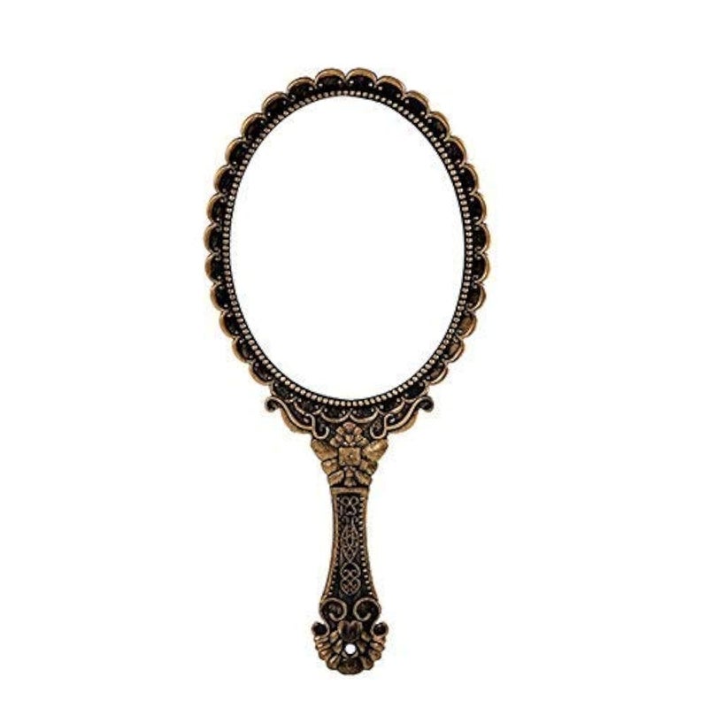 Yangshine Handheld Mirror with Handle, Makeup Compact Travel Hand Mirrors Mini Vintage Make Up Hand Held Mirror Oval Purse Packet Mirror for Women Girls